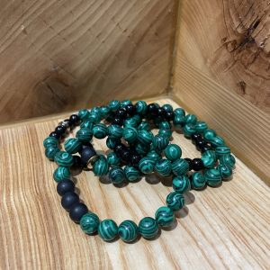 Bracelet Malachite et Jade Noir