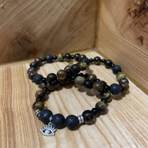 Bracelet Pierre de Lave et Œil du Tigre