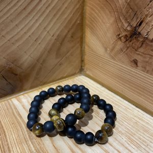 Bracelet Œil du Tigre et Jade Noir